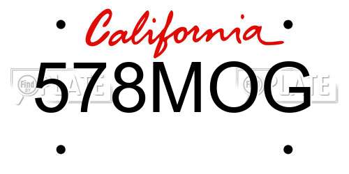 578MOG California License Plate