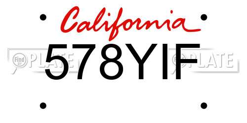 578YIF California License Plate