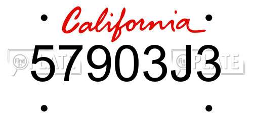 57903J3 California License Plate