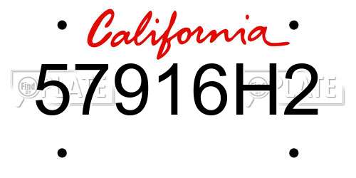 57916H2 California License Plate