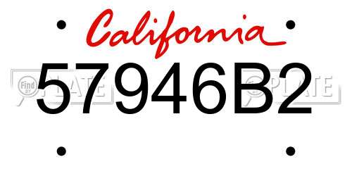 57946B2 California License Plate