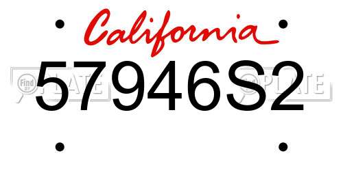 57946S2 California License Plate
