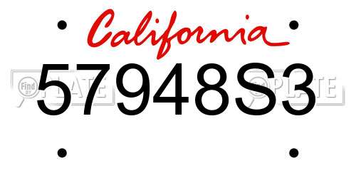 57948S3 California License Plate
