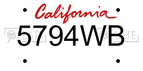 5794WB California License Plate