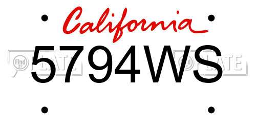 5794WS California License Plate
