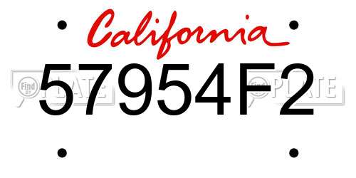 57954F2 California License Plate