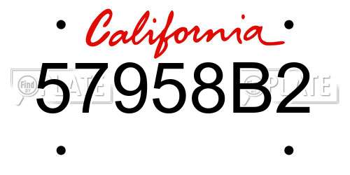 57958B2 California License Plate