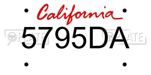 5795DA California License Plate
