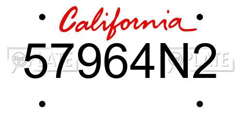 57964N2 California License Plate