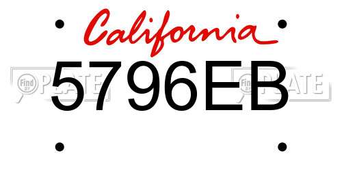 5796EB California License Plate