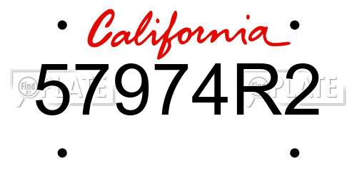 57974R2 California License Plate