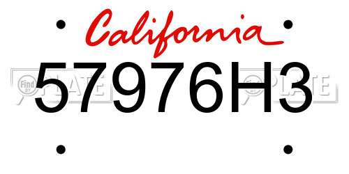 57976H3 California License Plate