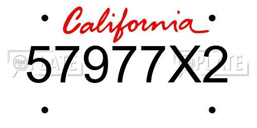 57977X2 California License Plate