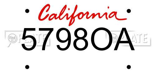 5798OA California License Plate