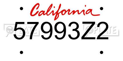 57993Z2 California License Plate