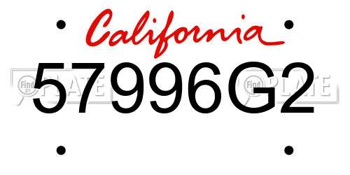 57996G2 California License Plate