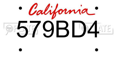 579BD4 California License Plate