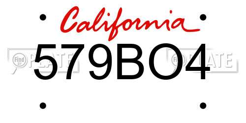 579BO4 California License Plate
