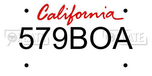 579BOA California License Plate