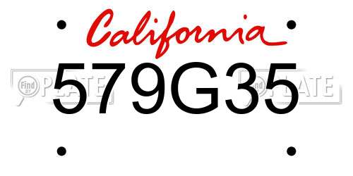 579G35 California License Plate