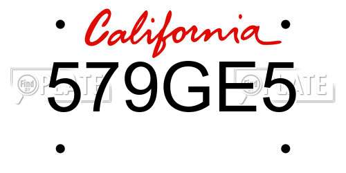 579GE5 California License Plate