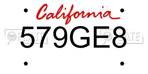 579GE8 California License Plate