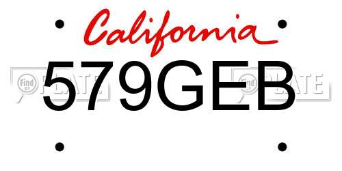 579GEB California License Plate