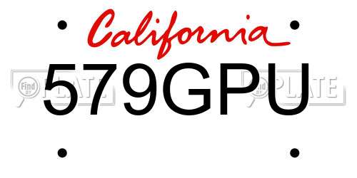 579GPU California License Plate