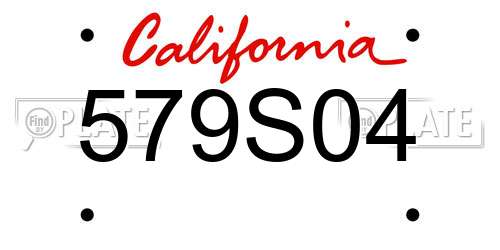 579S04 California License Plate