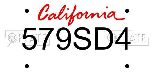579SD4 California License Plate
