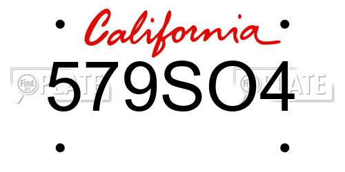 579SO4 California License Plate