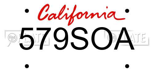 579SOA California License Plate