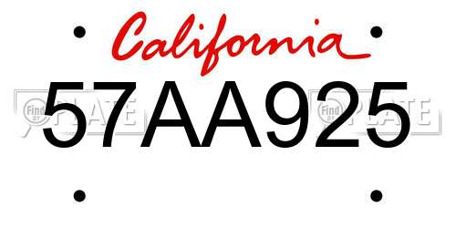 57AA925 California License Plate