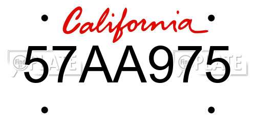 57AA975 California License Plate