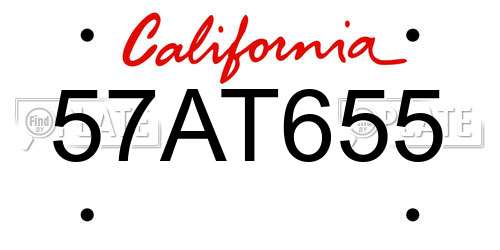 57AT655 California License Plate
