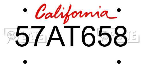 57AT658 California License Plate