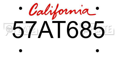 57AT685 California License Plate
