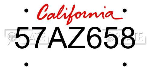 57AZ658 California License Plate
