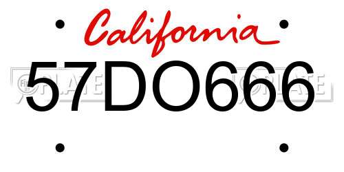 57DO666 California License Plate