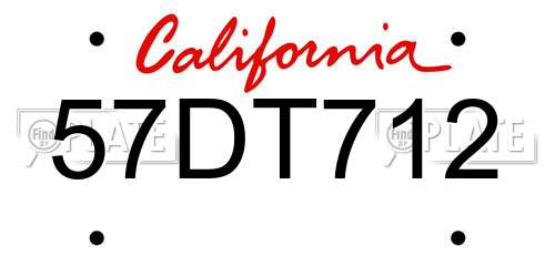 57DT712 California License Plate