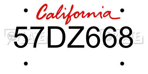 57DZ668 California License Plate