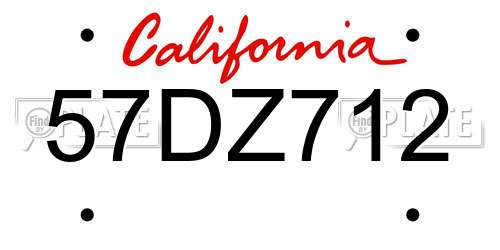 57DZ712 California License Plate
