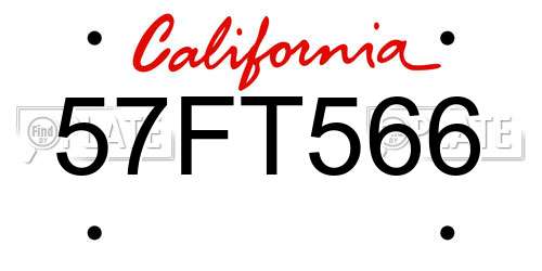 57FT566 California License Plate