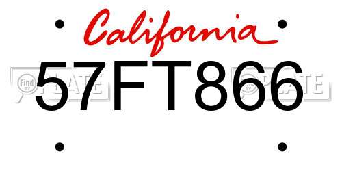 57FT866 California License Plate