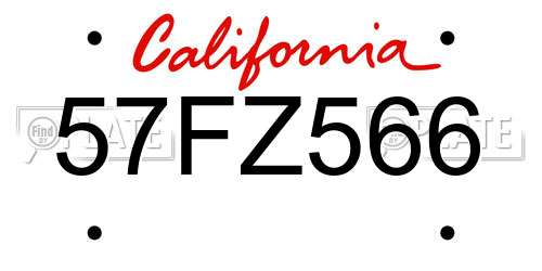 57FZ566 California License Plate
