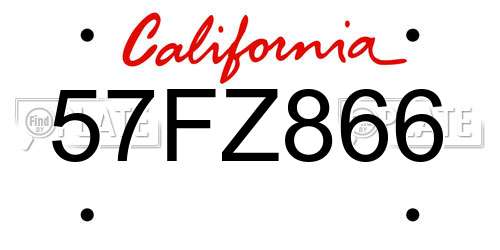 57FZ866 California License Plate