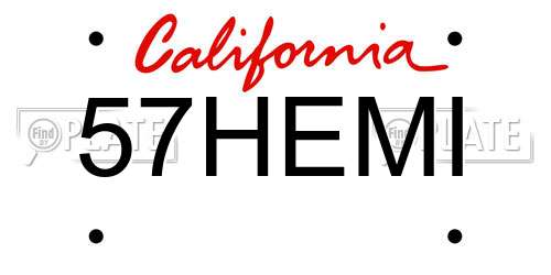57HEMI California License Plate