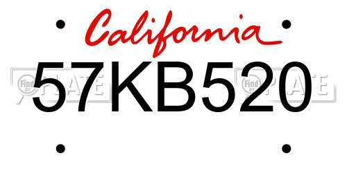 57KB520 California License Plate