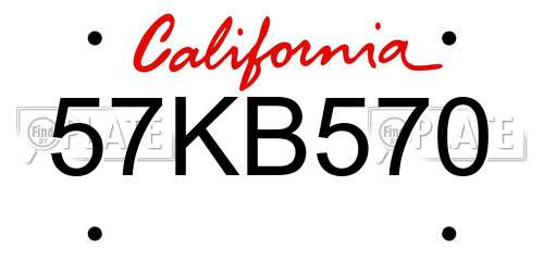 57KB570 California License Plate