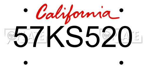 57KS520 California License Plate